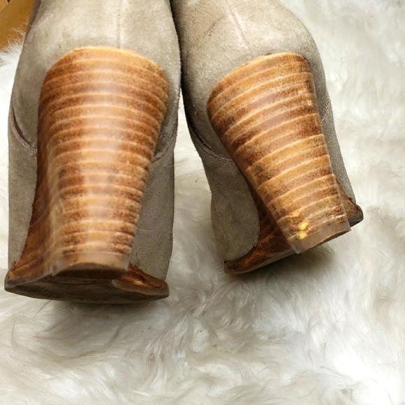 Lucky Brand LP Youse Brindle Tan Suede Cow Split Wedge Ankle Booties Boots - Picture 8 of 10